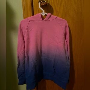 Ombré pink to navy blue is sweatshirt, girls medium, with hood